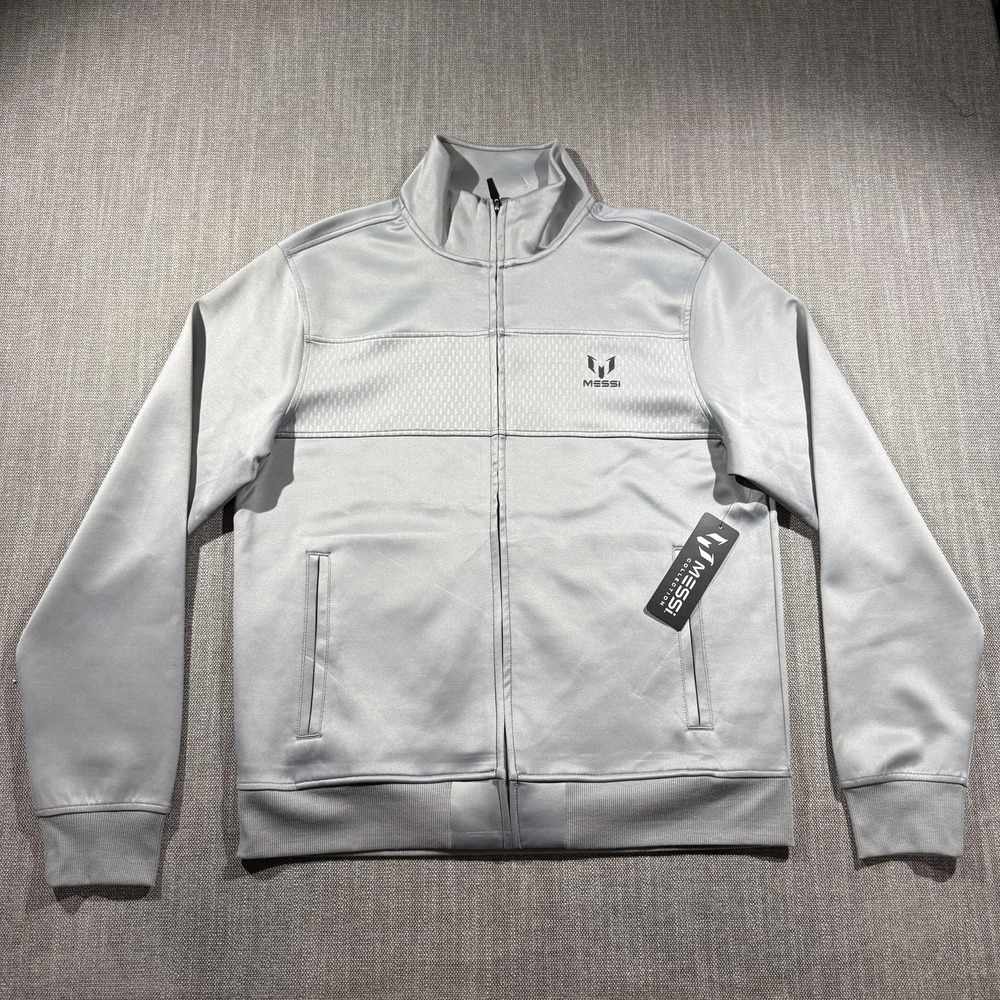 Messi Jacket Mens Medium Gray Track Full Zip Soccer Training Messi Collection
